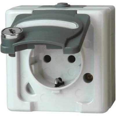 Kopp 16A Grey Schuko Plug Socket Outlet with Safety Lock 250V SEBS Polymer 103456009