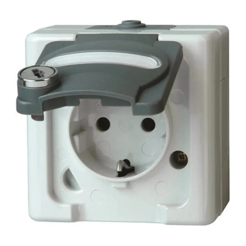 Kopp 16A Grey Schuko Plug Socket Outlet with Safety Lock 250V SEBS Polymer 103456009