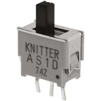 KNITTER-SWITCH PCB Slide Switch DPDT Latching 50mA Gold over Nickel Plated Phosphor Bronze ASL 2D