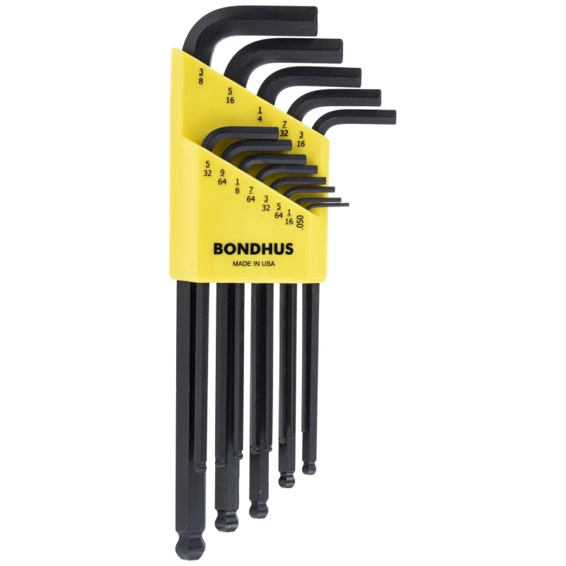 Bondhus 13 piece L Imperial Hex Key Set, Hex sizes 0.05 to 7/32 Inch, Long Arm, Hex Ball End BLX13