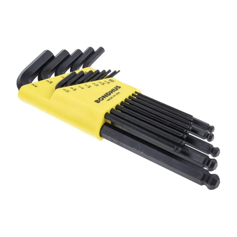 Bondhus 13 piece L Imperial Hex Key Set, Hex sizes 0.05 to 7/32 Inch, Long Arm, Hex Ball End BLX13