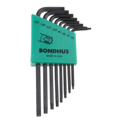 Bondhus 8-Piece Torx Key Set L Shape Long and Short Arm High Torque Steel Corrosion Resistant TLX8S