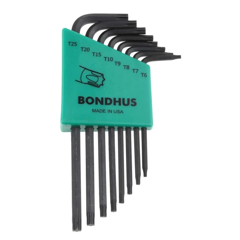 Bondhus 8-Piece Torx Key Set L Shape Long and Short Arm High Torque Steel Corrosion Resistant TLX8S