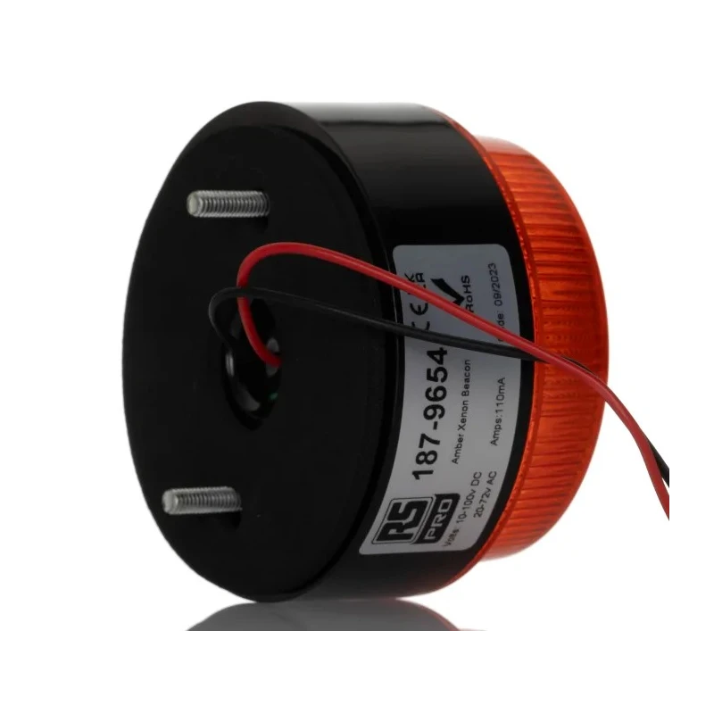 RS PRO Amber Beacon 72V AC/DC Flashing Surface, Stud Mount with Xenon Bulb IP64 187-9654