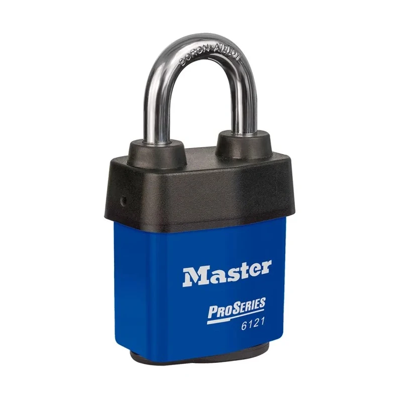 Master Lock Weather Tough Covered Laminated Steel Key Padlock 8mm Shackle 54mm Body 6121BLU