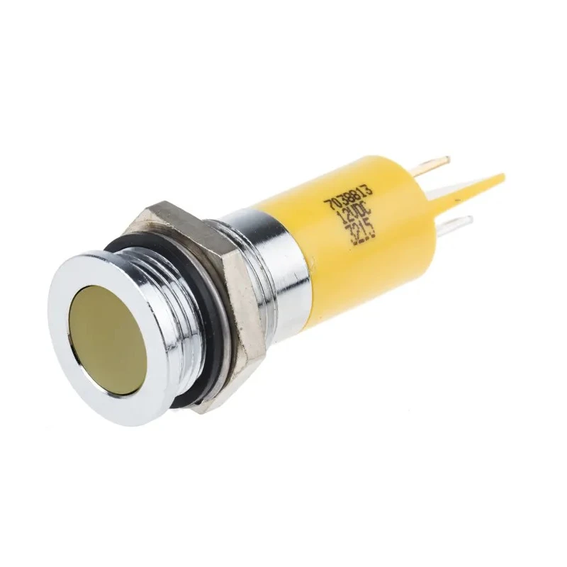 RS PRO Yellow Panel Mount Indicator 12V DC 20mA Solder Tab Termination IP67 Flush 703-8813