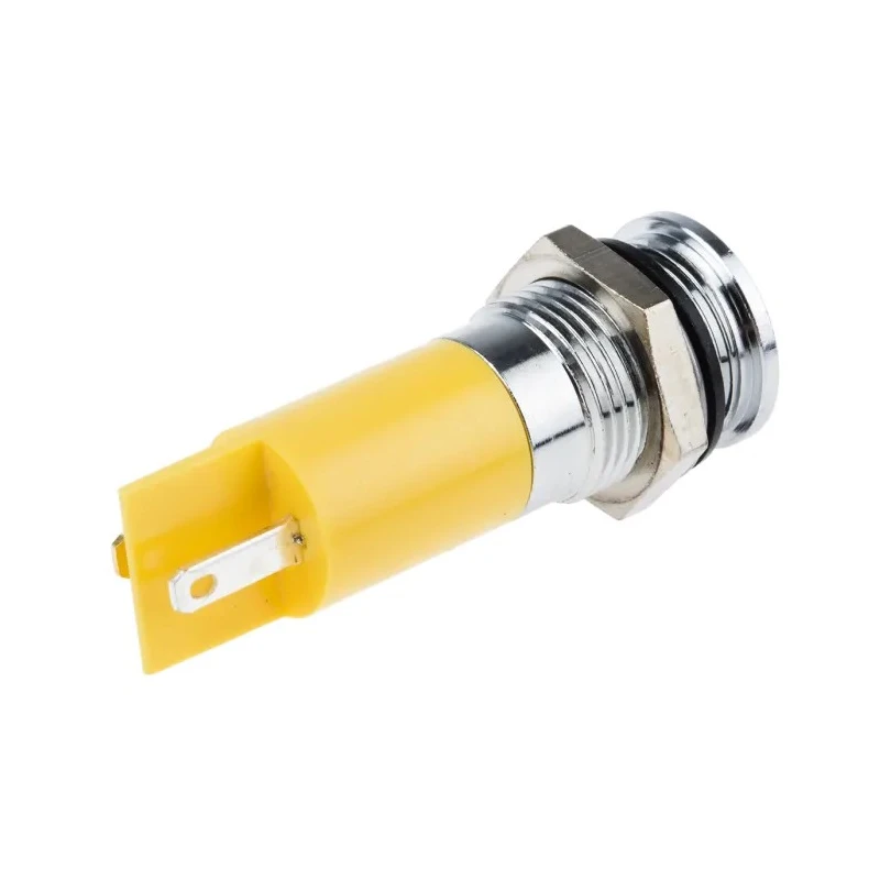 RS PRO Yellow Panel Mount Indicator 12V DC 20mA Solder Tab Termination IP67 Flush 703-8813