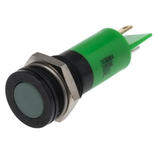 RS PRO Green Panel Mount Indicator 220V AC Solder Tab Termination IP67 Flush Bezel 703-8904