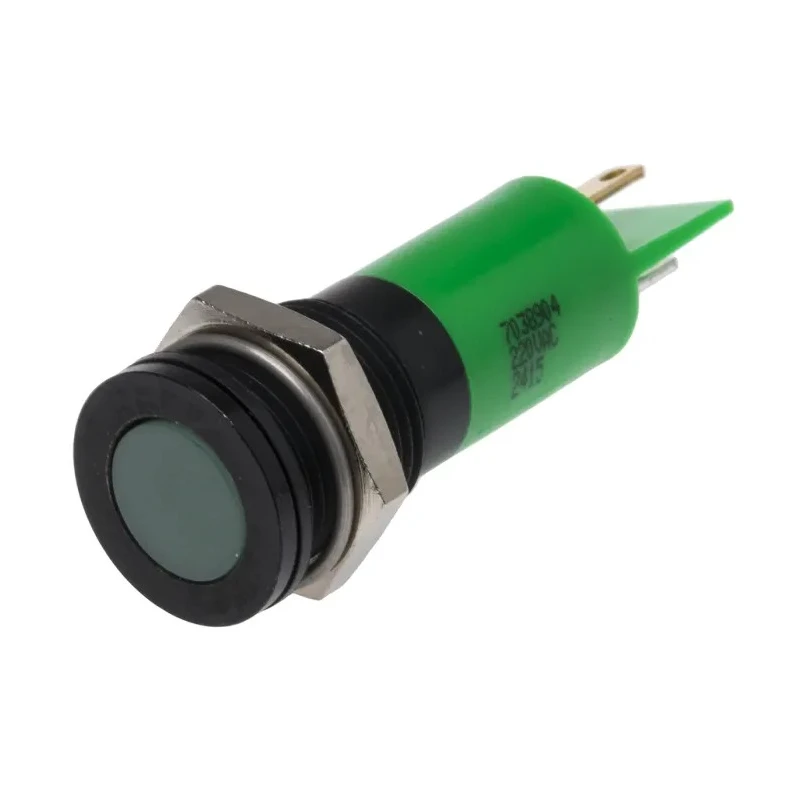 RS PRO Green Panel Mount Indicator 220V AC Solder Tab Termination IP67 Flush Bezel 703-8904