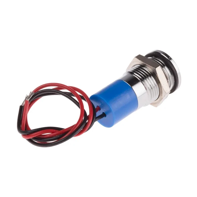RS PRO Blue Panel Mount Indicator 12V dc 20mA Lead Wire Termination IP67 Flush Bezel 703-8932