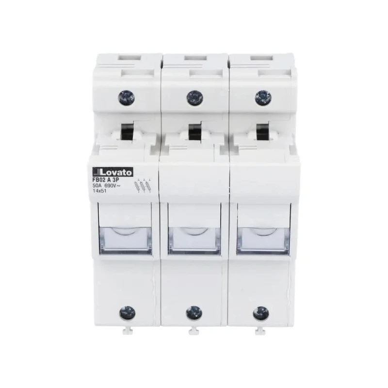 Lovato 50A 3-Pole Base Mount Fuse Holder 14 x 51 mm Fuse Size 690V AC FB02A3P