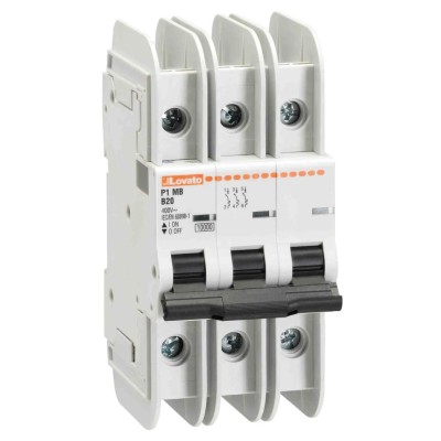 Lovato Miniature Circuit Breaker 3-Pole, 16A, Type C, 400V AC, 125V DC, 10kA Breaking Capacity P1MB