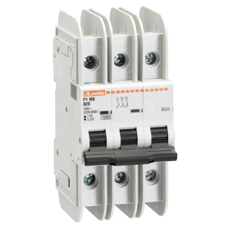 Lovato Miniature Circuit Breaker 3-Pole, 16A, Type C, 400V AC, 125V DC, 10kA Breaking Capacity P1MB