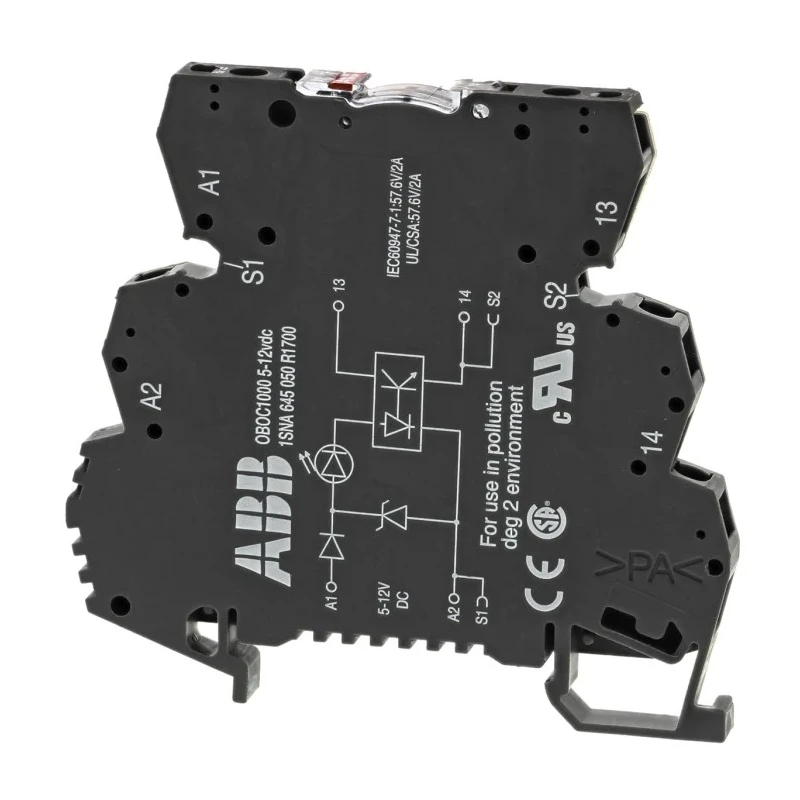 ABB R600 Series Solid State Relay 12 A Load DIN Rail Mount 400 V AC Load 250 V AC/DC Control 1SNA645050R1700 OBOC2000-5-12VDC