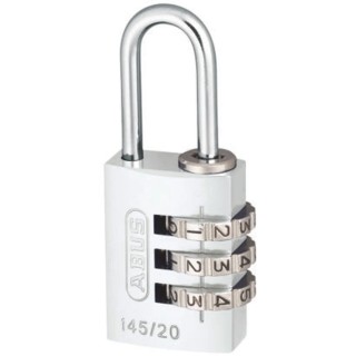 ABUS Combination Padlock Aluminium Steel Safety Padlock Weatherproof 3 mm Shackle 20 mm Body 145/20 Silver