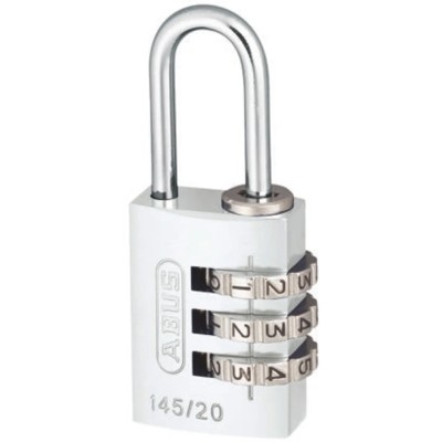 ABUS Combination Padlock Aluminium Steel Safety Padlock Weatherproof 3 mm Shackle 20 mm Body 145/20 Silver