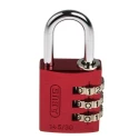 RS PRO Combination Padlock Steel, Aluminium Safety Padlock Weatherproof, 5 mm Shackle Diameter, 30mm Body Width 145/30 Red