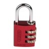 RS PRO Combination Padlock Steel, Aluminium Safety Padlock Weatherproof, 5 mm Shackle Diameter, 30mm Body Width 145/30 Red