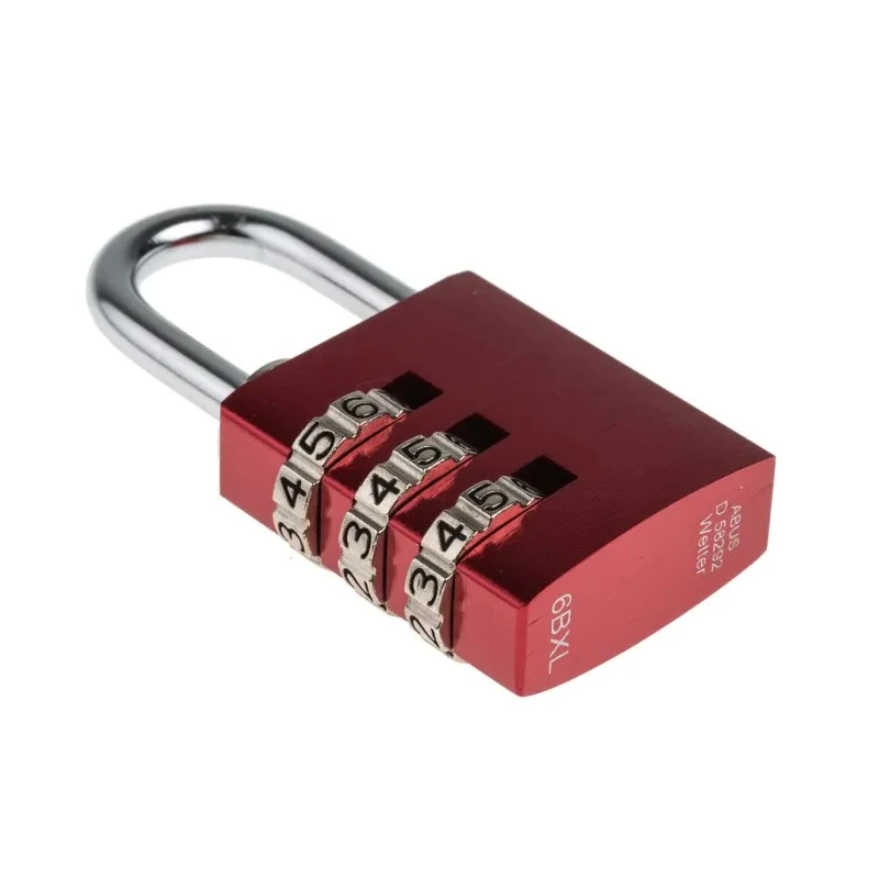 RS PRO Combination Padlock Steel, Aluminium Safety Padlock Weatherproof, 5 mm Shackle Diameter, 30mm Body Width 145/30 Red