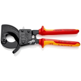 Knipex Ratchet Cable Cutter, 250mm Overall Length, High Grade Special Tool Steel Jaw, VDE/1000V Approved, IEC 95 36 250