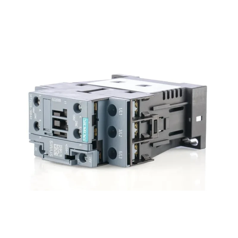 Siemens 3RT2 Motor Control Contactor, 24V DC Coil, 3-Pole, 25 A, 11 kW 230V, 3 NO, 400V AC 3RT2026-1BB40