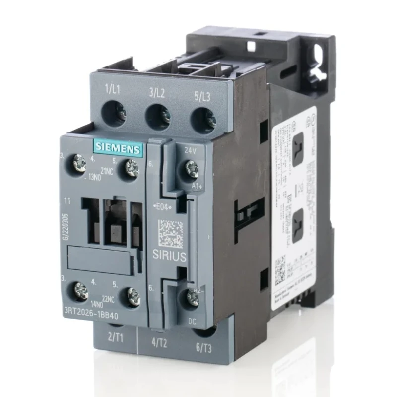 Siemens 3RT2 Motor Control Contactor, 24V DC Coil, 3-Pole, 25 A, 11 kW 230V, 3 NO, 400V AC 3RT2026-1BB40