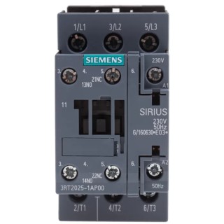 Siemens 3RT2 Motor Control Contactor, 230V AC Coil, 3-Pole, 17A, 7.5 kW Power Rating, 3 NO Contacts, 400V AC 3RT2025-1AP00