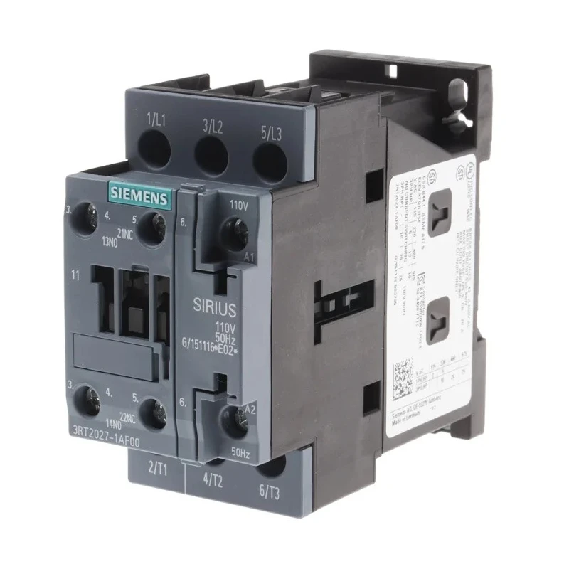 Siemens 3RT2 Contactor, 110V AC Coil, 3-Pole, 32 A, 15 kW, 3 NO, 400V AC 3RT2027-1AF00