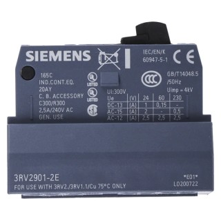 Siemens Auxiliary Contact 2 Contact 1 NO/1 NC 2.5 A 230V AC SIRIUS 3RV2901-2E