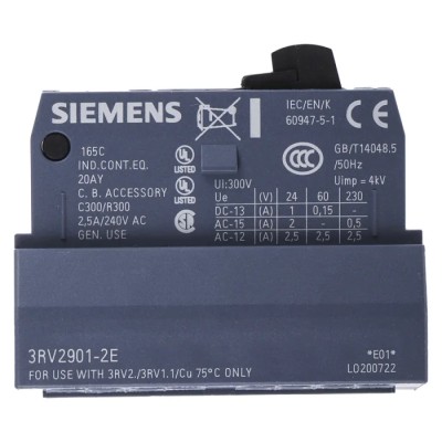 Siemens Auxiliary Contact 2 Contact 1 NO/1 NC 2.5 A 230V AC SIRIUS 3RV2901-2E