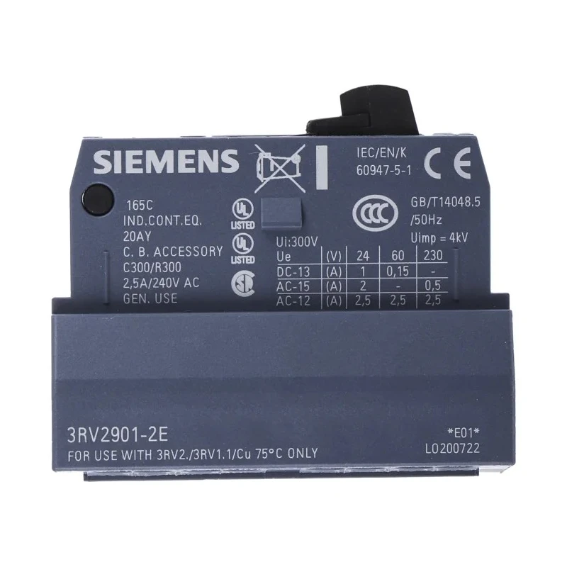 Siemens Auxiliary Contact 2 Contact 1 NO/1 NC 2.5 A 230V AC SIRIUS 3RV2901-2E