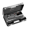 Facom 34-Piece 3/8 in 12 Point Socket Set Chrome Vanadium Steel Bright Chrome Finish J.430AMU