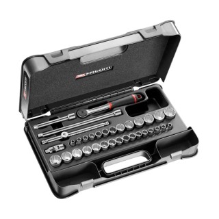 Facom 34-Piece 3/8 in 12 Point Socket Set Chrome Vanadium Steel Bright Chrome Finish J.430AMU