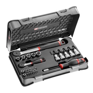 Facom 26-Piece 1/2 in, 1/4 in Screwdriver Bit Torx Socket Set RSX.427AP