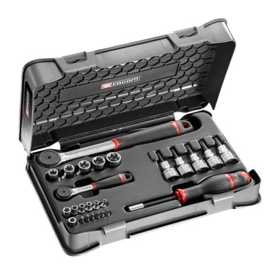 Facom 26-Piece 1/2 in, 1/4 in Screwdriver Bit Torx Socket Set RSX.427AP
