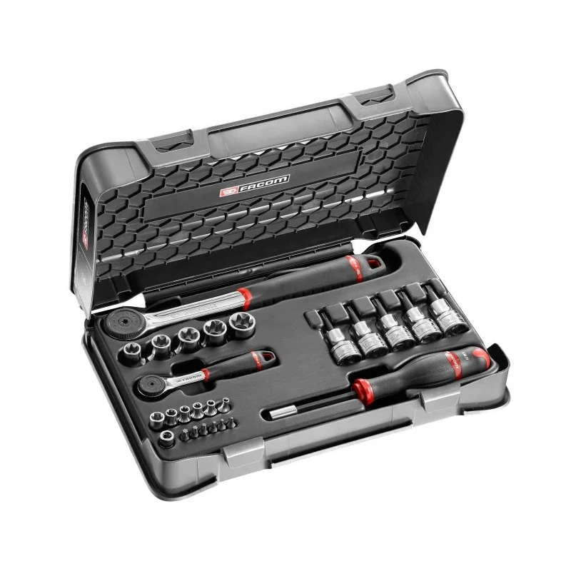 Facom 26-Piece 1/2 in, 1/4 in Screwdriver Bit Torx Socket Set RSX.427AP