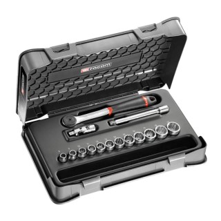 Facom 15-Piece 3/8 in Drive 12 Point Socket Set with Ratchet Extension and Universal Joint J.161-1P12
