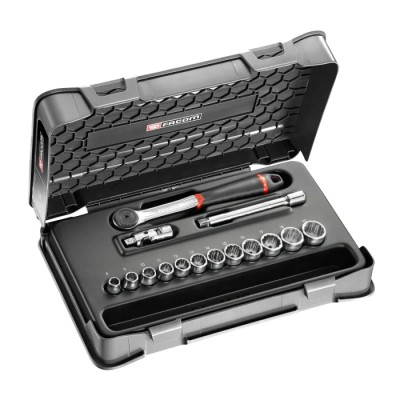 Facom 15-Piece 3/8 in Drive 12 Point Socket Set with Ratchet Extension and Universal Joint J.161-1P12