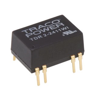 TRACOPOWER TDR 2WI DC/DC Converter 5V DC, 400 mA, 36V DC Input, 9V Input, 2W, PCB Mount, THD Package, 85°C Max TDR 2-2411WI