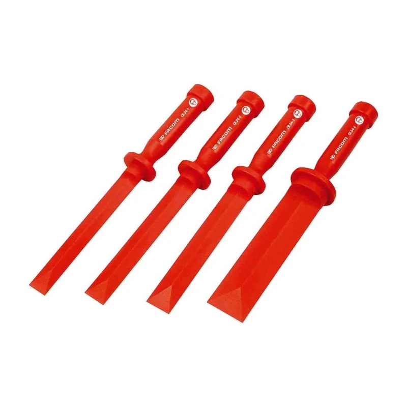 Facom Plastic Steel Scraper Set, 4 Piece, Steel Handle, Plastic Blade, CR.D4PB