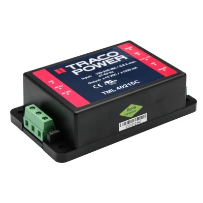 TRACOPOWER Chassis Mount Switching Power Supply 2 Outputs 15V DC 40W Efficiency 83% TML 40215C