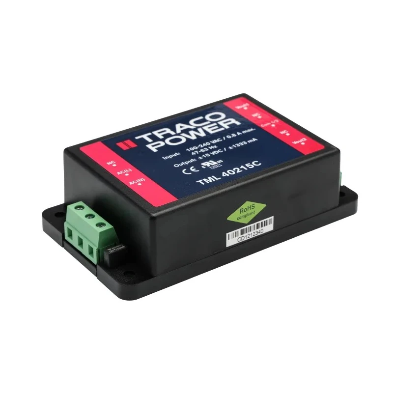 TRACOPOWER Chassis Mount Switching Power Supply 2 Outputs 15V DC 40W Efficiency 83% TML 40215C