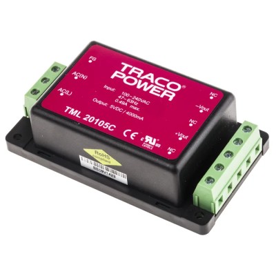 TRACOPOWER Switching Power Supply 5V DC 20W 4A Chassis Mount TML 20105C
