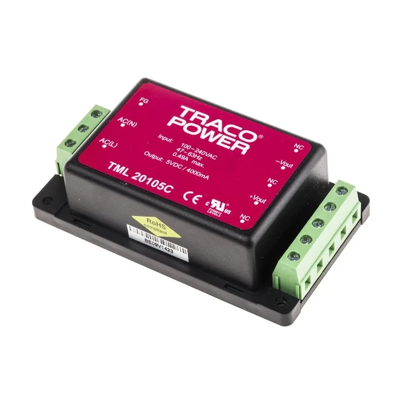 TRACOPOWER Switching Power Supply 5V DC 20W 4A Chassis Mount TML 20105C