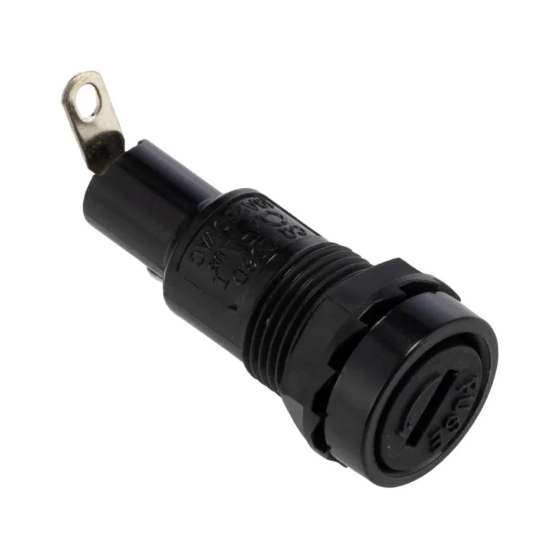 RS PRO 10A Panel Mount Fuse Holder for 5 x 20 mm Fuses, Manual Cap, 250V AC, Phenolic Body 188-4630