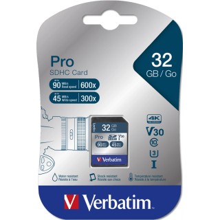 Verbatim 32 GB SDHC Pro Memory Card UHS Speed Class 3 (U3) 90MB/Sec Read 45MB/Sec Write 47021