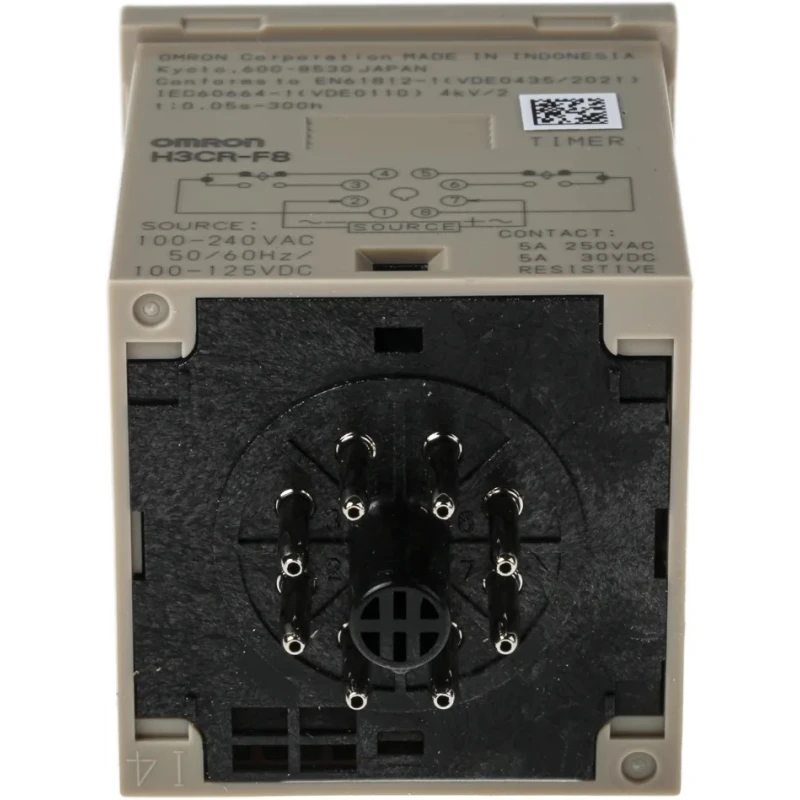 Omron DIN Rail Timer Relay, 2-Contact, DPST Switch, 100-240V AC/100-125V DC, 0.05 s to 300 h Time Range, 1 Function H3CR