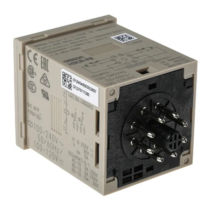 Omron DIN Rail Timer Relay, 2-Contact, DPST Switch, 100-240V AC/100-125V DC, 0.05 s to 300 h Time Range, 1 Function H3CR