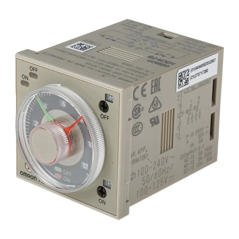 Omron DIN Rail Timer Relay, 2-Contact, DPST Switch, 100-240V AC/100-125V DC, 0.05 s to 300 h Time Range, 1 Function H3CR