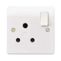 MK Electric 15A White 1 Gang Indoor Flush Mount Electrical Socket with USB, Rocker Switch, IP66 K2893WHI